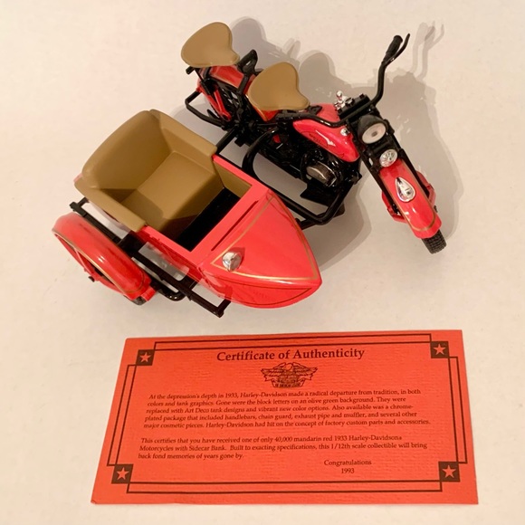 1933 Harley-Davidson Flathead Sidecar Motorcycle Diecast Replica Bank - Picture 5 of 11